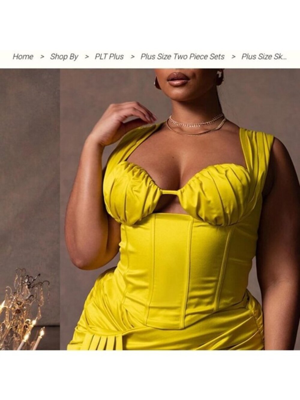 PrettyLittleThing Plus Chartreuse Ruched Corset Bustier Crop Top UK 16 yellow gr